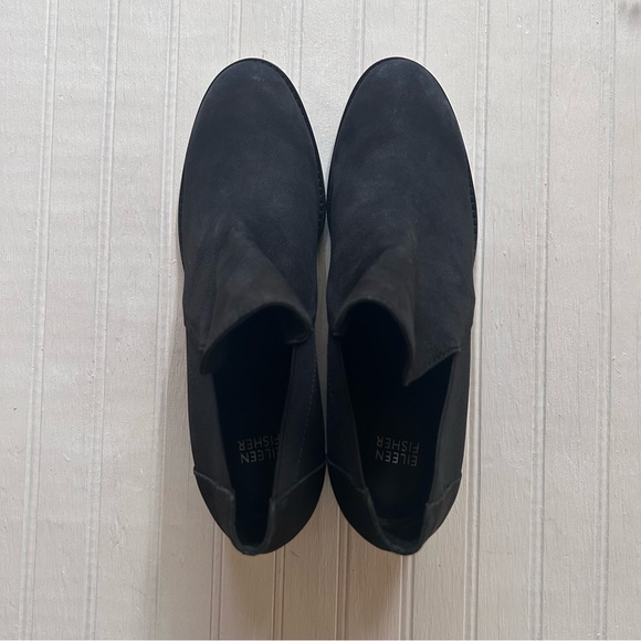 Eileen Fisher~Bayo Black Tumbled Nubuck Leather Booties in size 11 - Picture 5 of 12